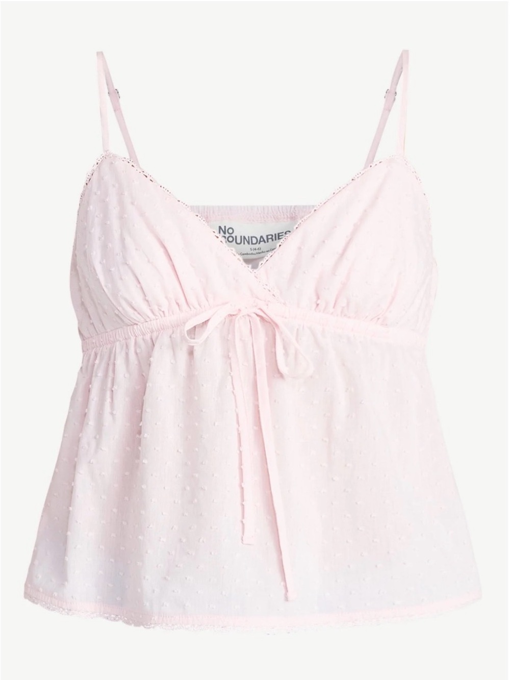No Boundries Pink Camo Crochet Trim Adjustable Straps Cotton Babydoll Cami - Picture 5 of 12